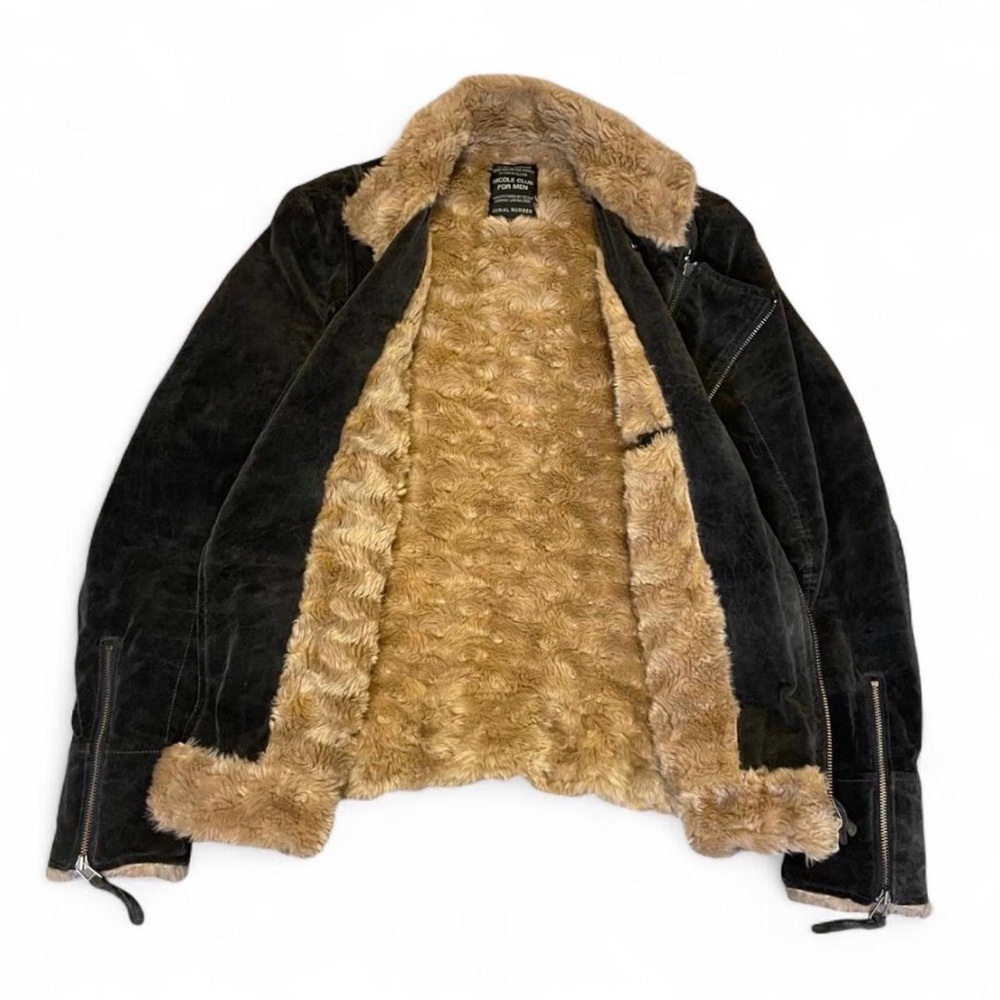 Nicole Club For Men Japanese Archive Suede Bondage Biker Jacket with Faux Fur Li - Picture 2 of 8